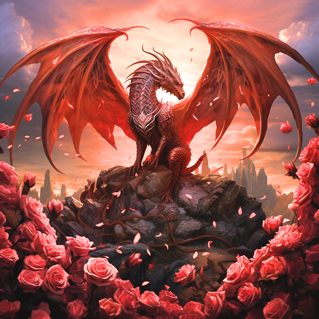 Red Dragon Rock Roses Diamond Art Kit