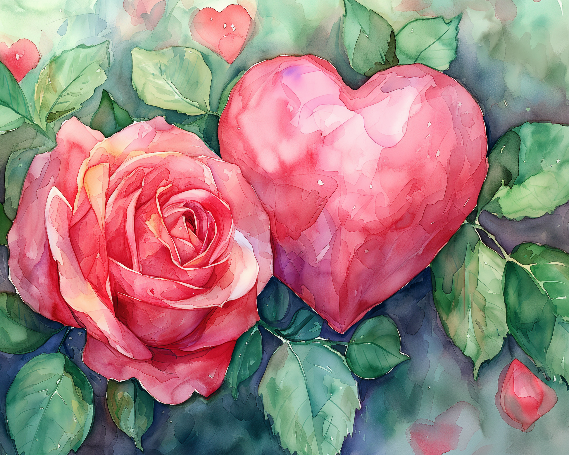 Heart And Rose Abstract Diamond Art Kit
