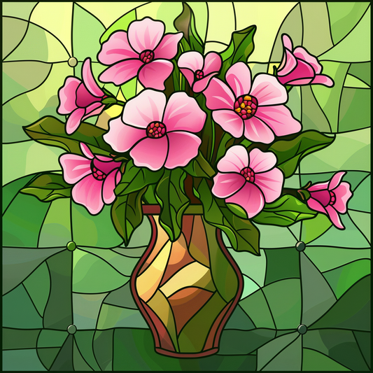 Abstract Pink Flower Vase Diamond Art Kit