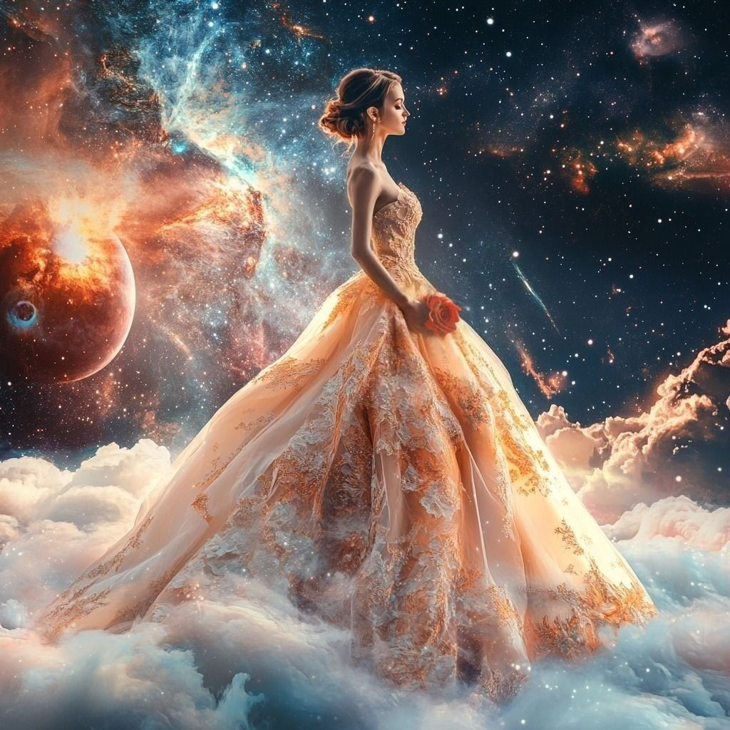 Orange Dress Galaxy Girl Diamond Art Kit