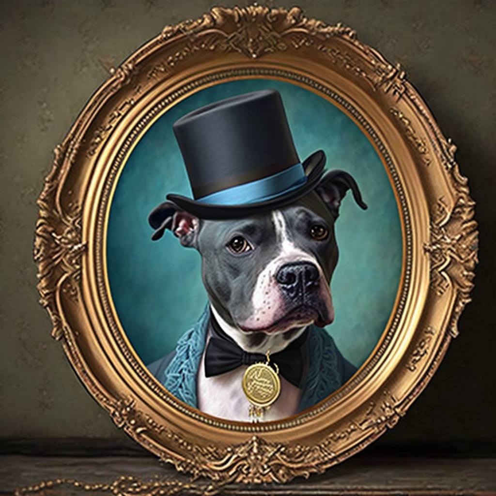 Top Hat Pitbull Frame Diamond Art Kit