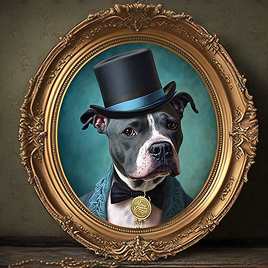 Top Hat Pitbull Frame Diamond Art Kit