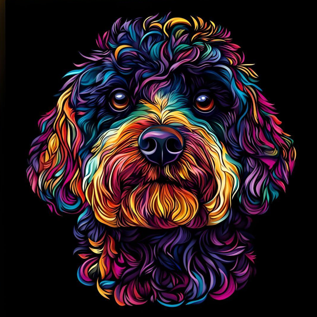 Rainbow Abstract Portuguese Water Dog Diamond Art Kit