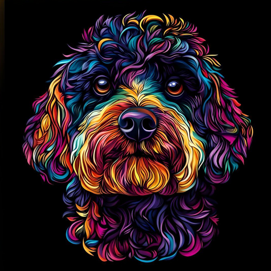 Rainbow Abstract Portuguese Water Dog Diamond Art Kit