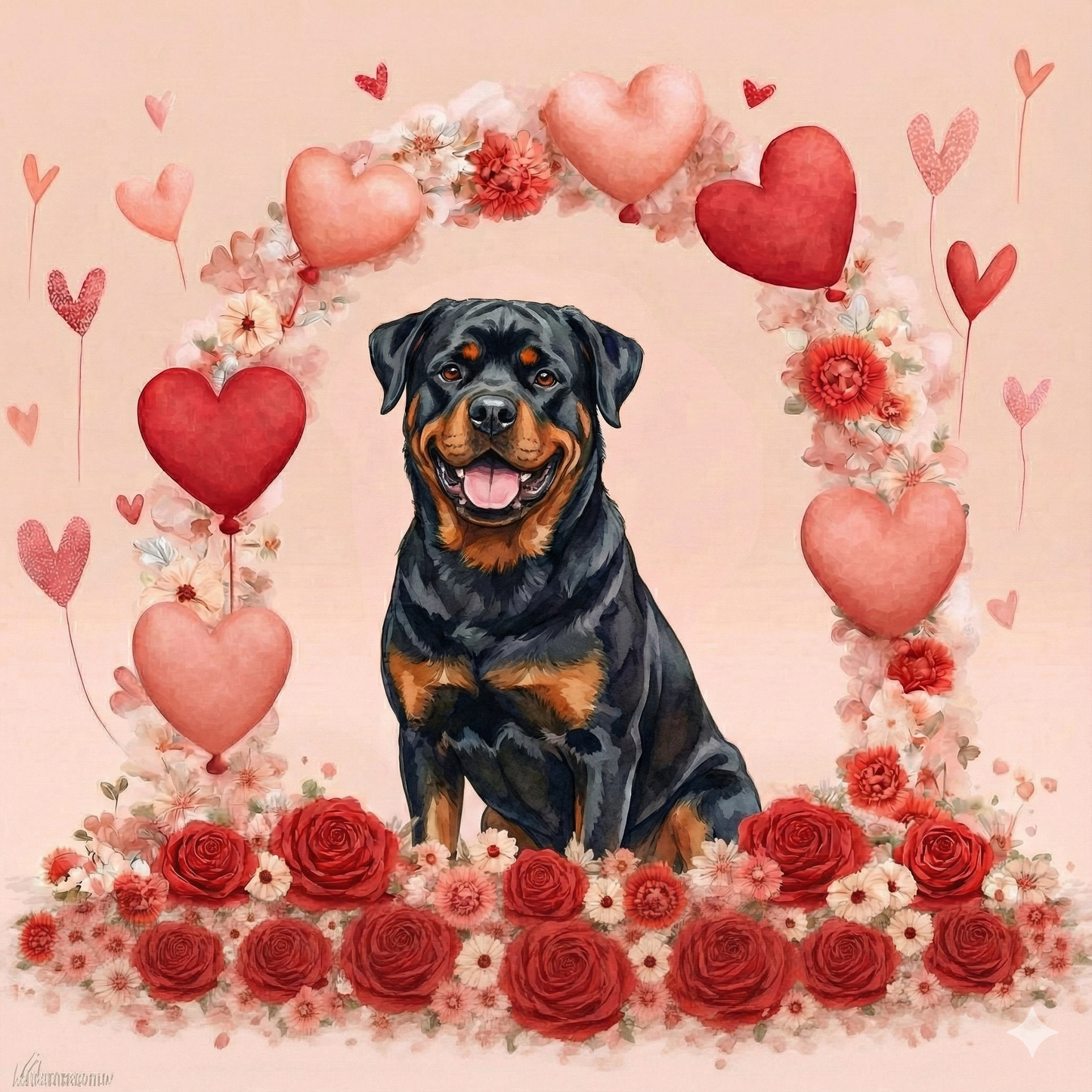 Happy Valentines Day Rottweiler Diamond Art Kit