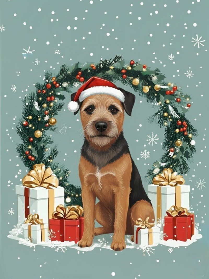 Christmas Arch And Presents Border Terrier Diamond Art Kit