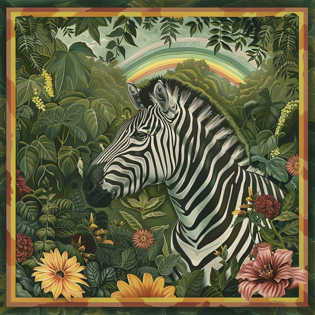 Jungle Flower Zebra Diamond Art Kit