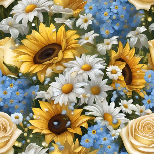Mix Of Daisies And Sunflowers Diamond Art Kit