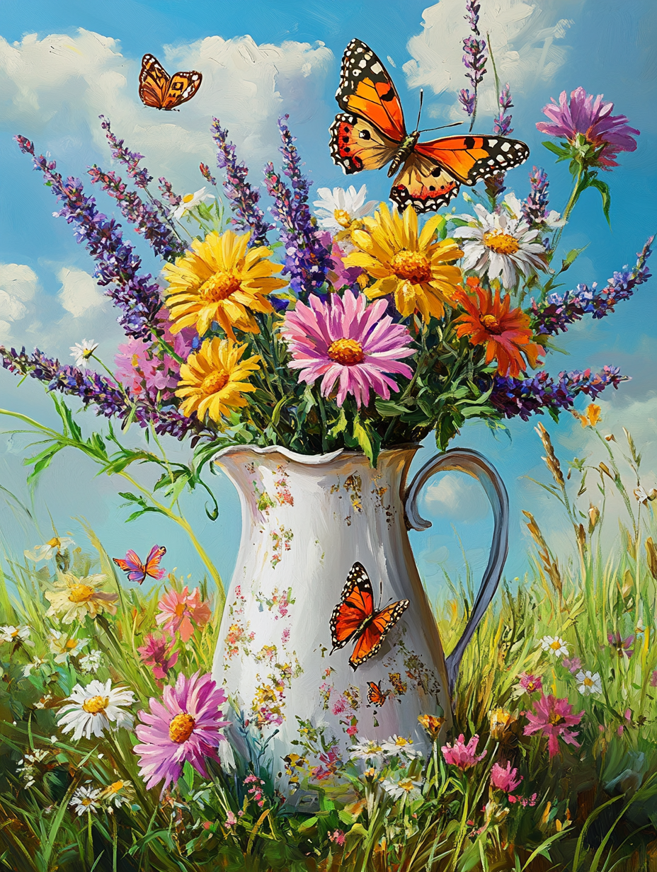 Monarch Butterfly Flowers Diamond Art Kit