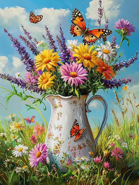 Monarch Butterfly Flowers Diamond Art Kit