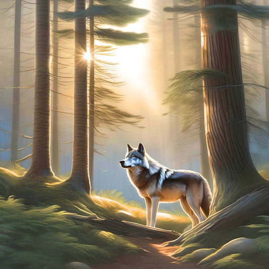 Forest Light Wolf Diamond Art Kit