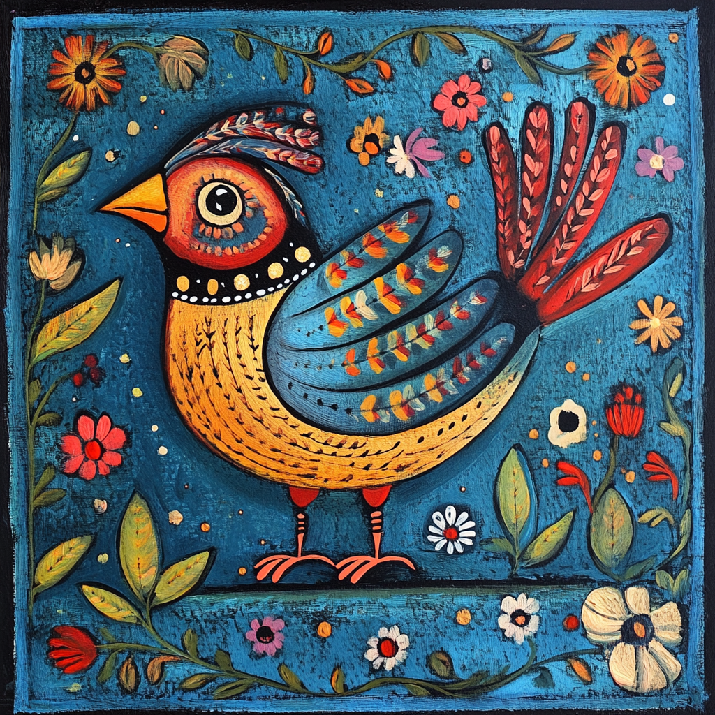 Quail Folk Art Diamond Art Kit