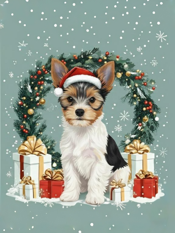 Christmas Arch And Presents Bi Ewer Terrier Diamond Art Kit