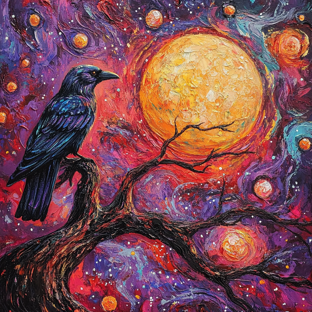 Abstract Raven And Moon Diamond Art Kit