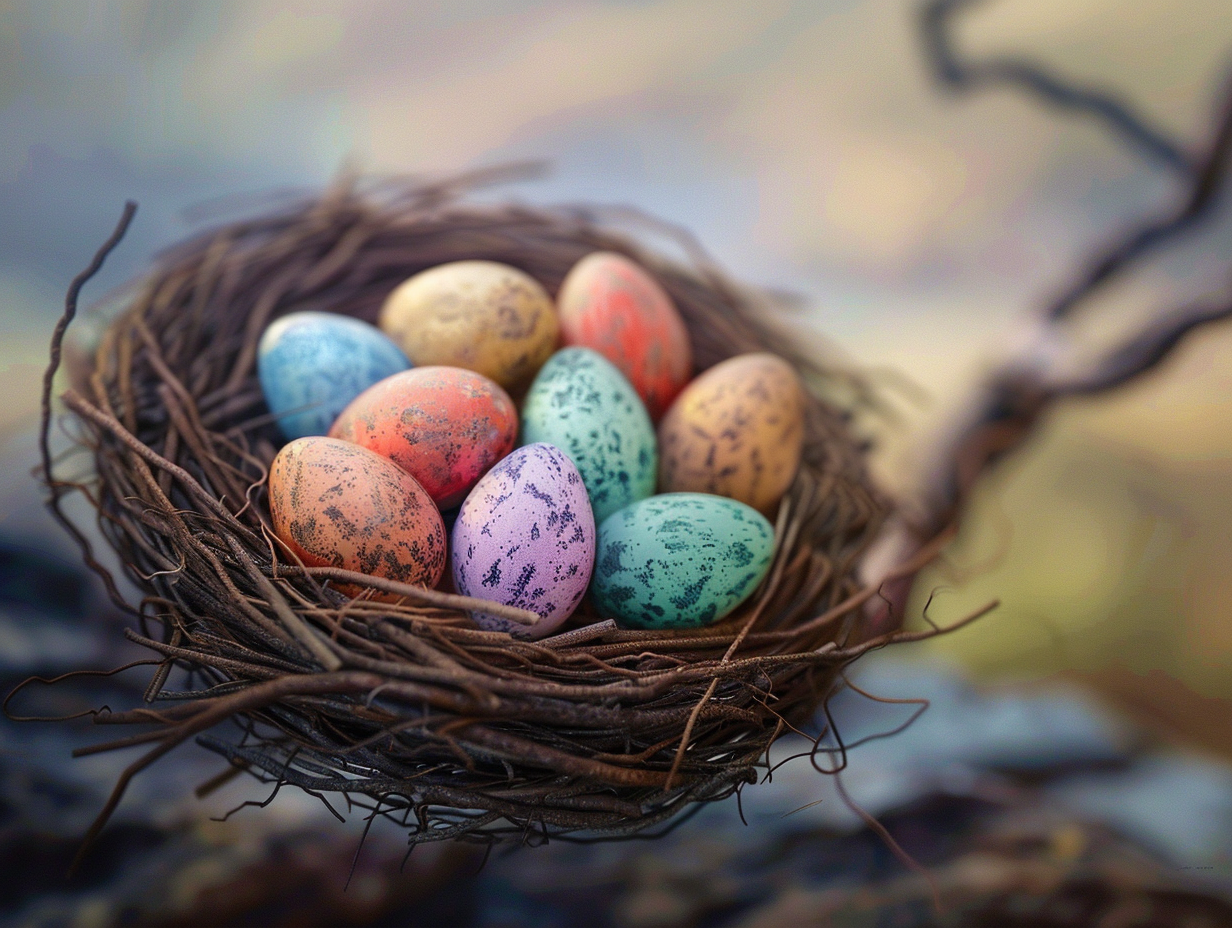 Colorful Speckled Eggs Nest Diamond Art Kit