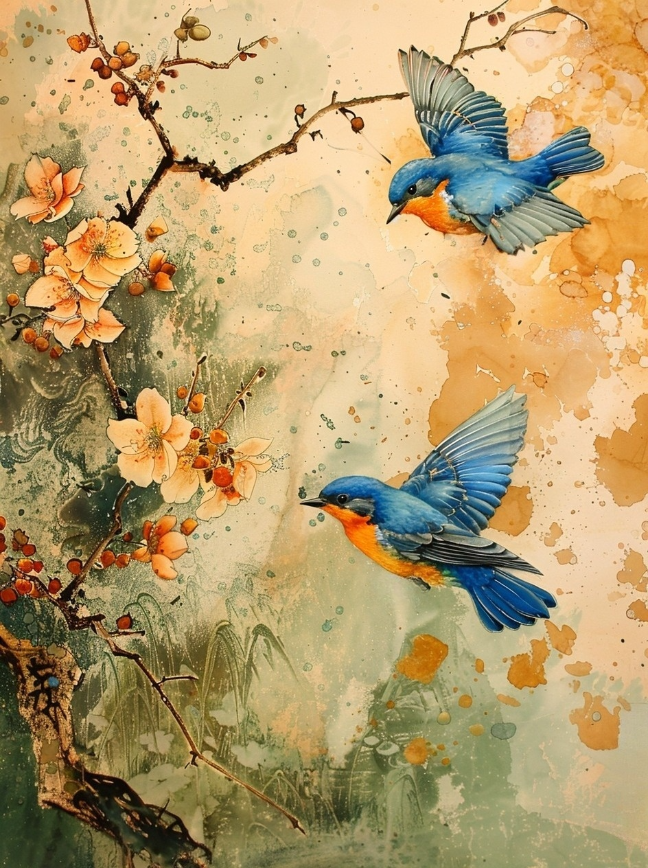Two Flying Bluebirds Diamond Art Kit