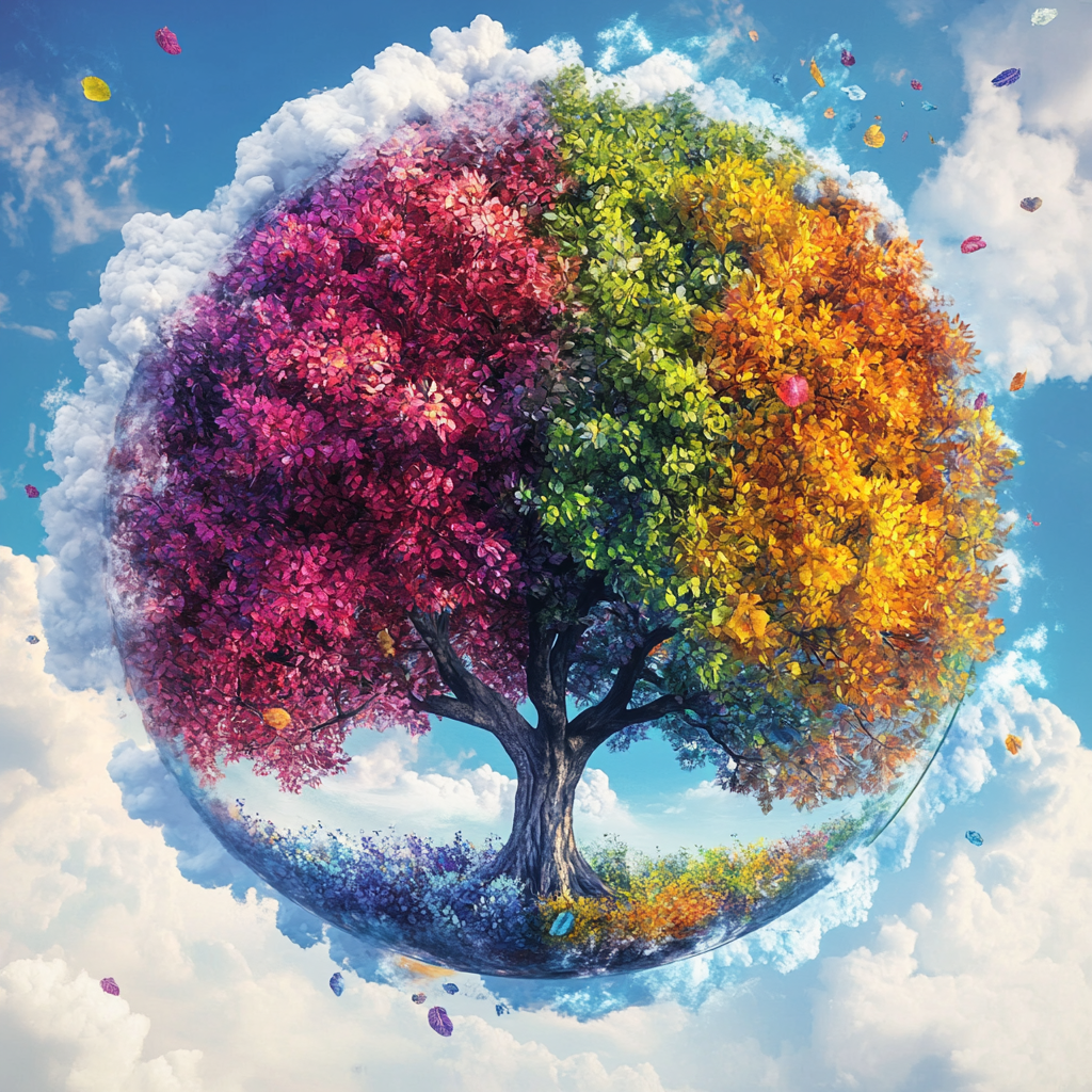 Cloudy Floating Bubble And Tree Diamond Art Kit