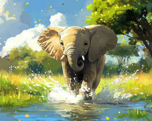 Green Trees Elephant Diamond Art Kit