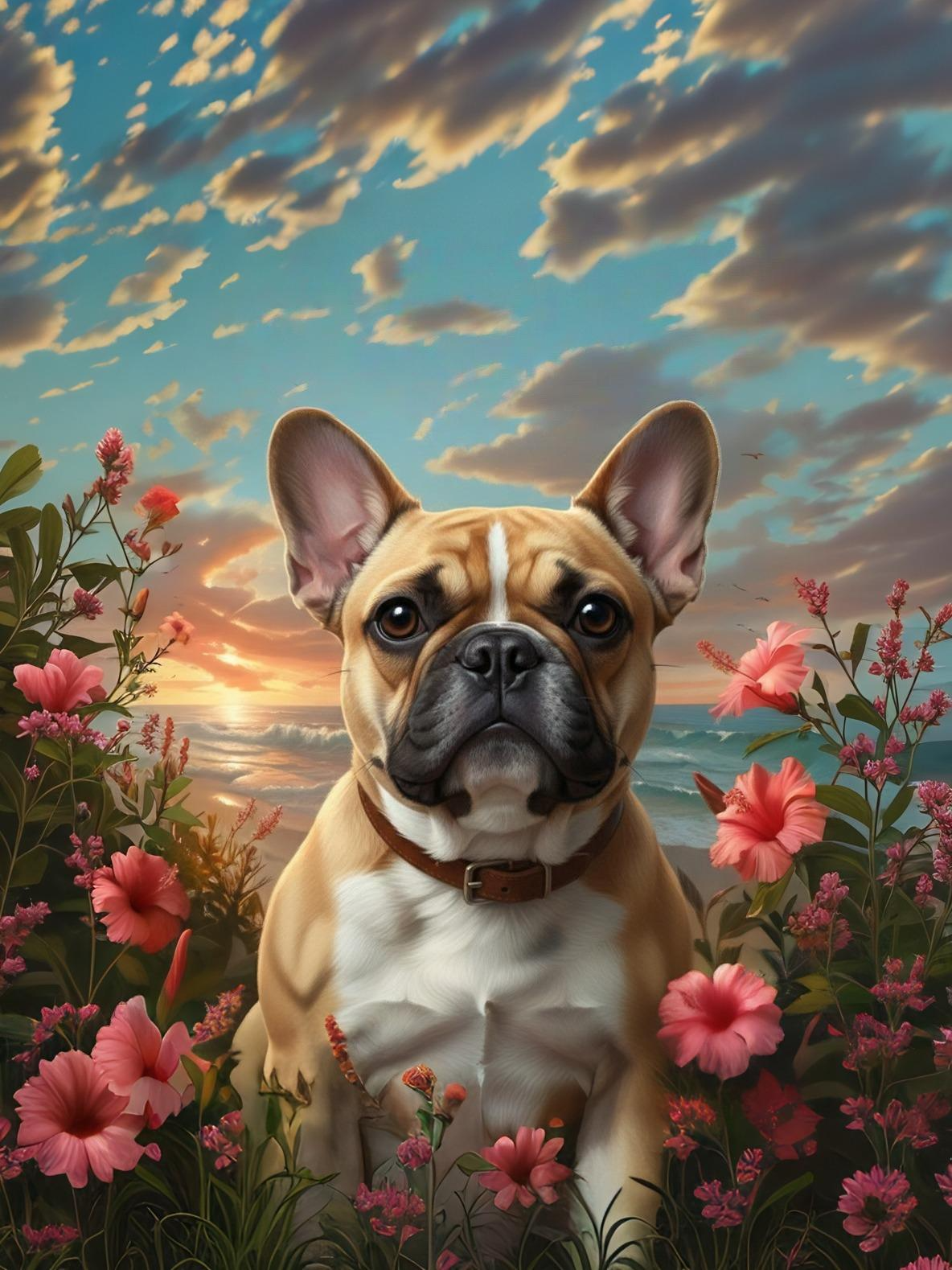 Tropical Sunset French Bulldog Diamond Art Kit