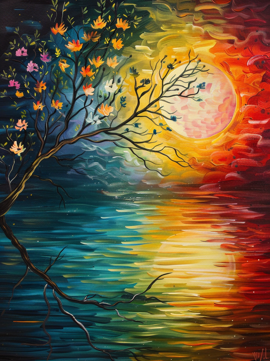Abstract Sky Water Moon Diamond Art Kit
