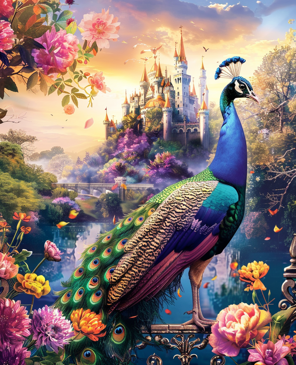 Castle Lake Peacock Diamond Art Kit