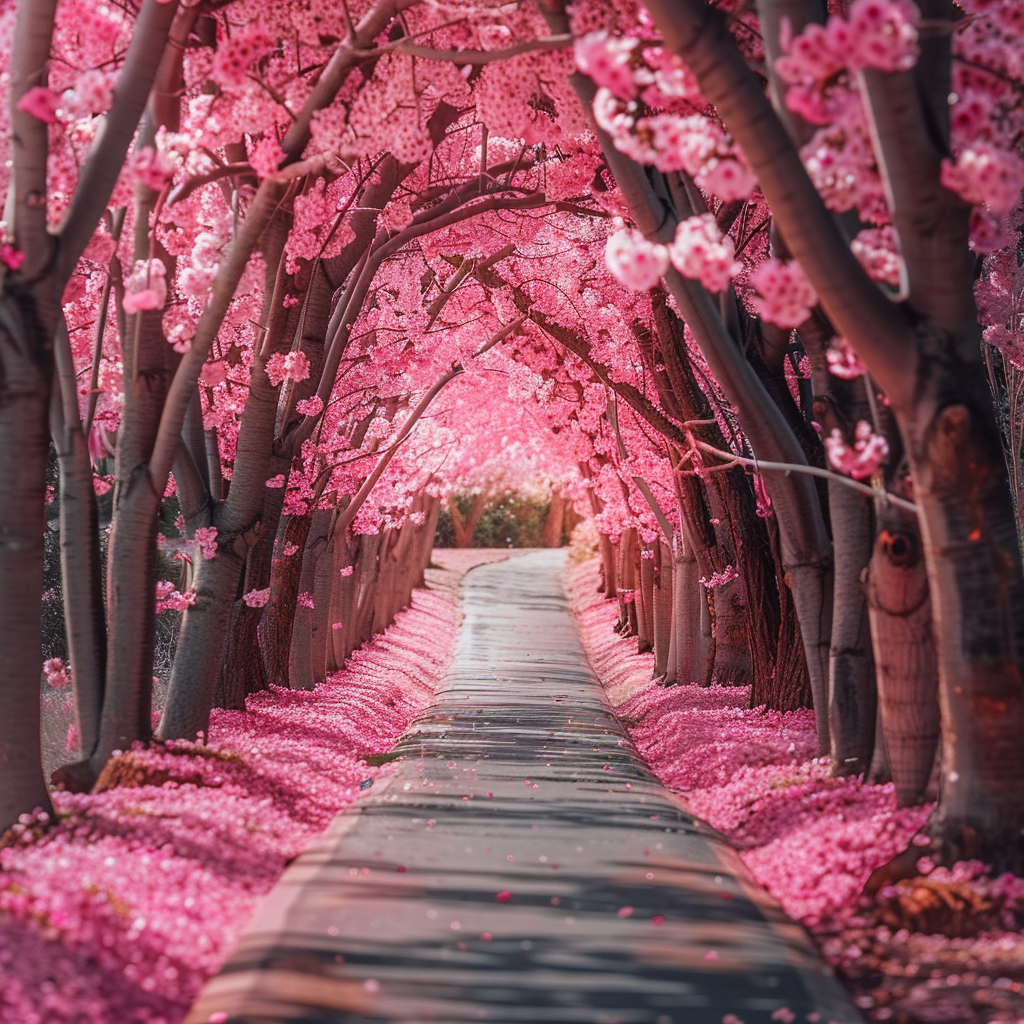Road Between The Cherry Trees Diamond Art Kit