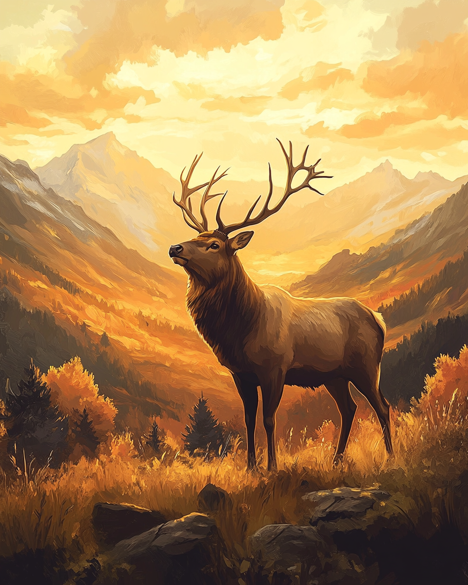 Rocky Ground Mountain Elk Diamond Art Kit