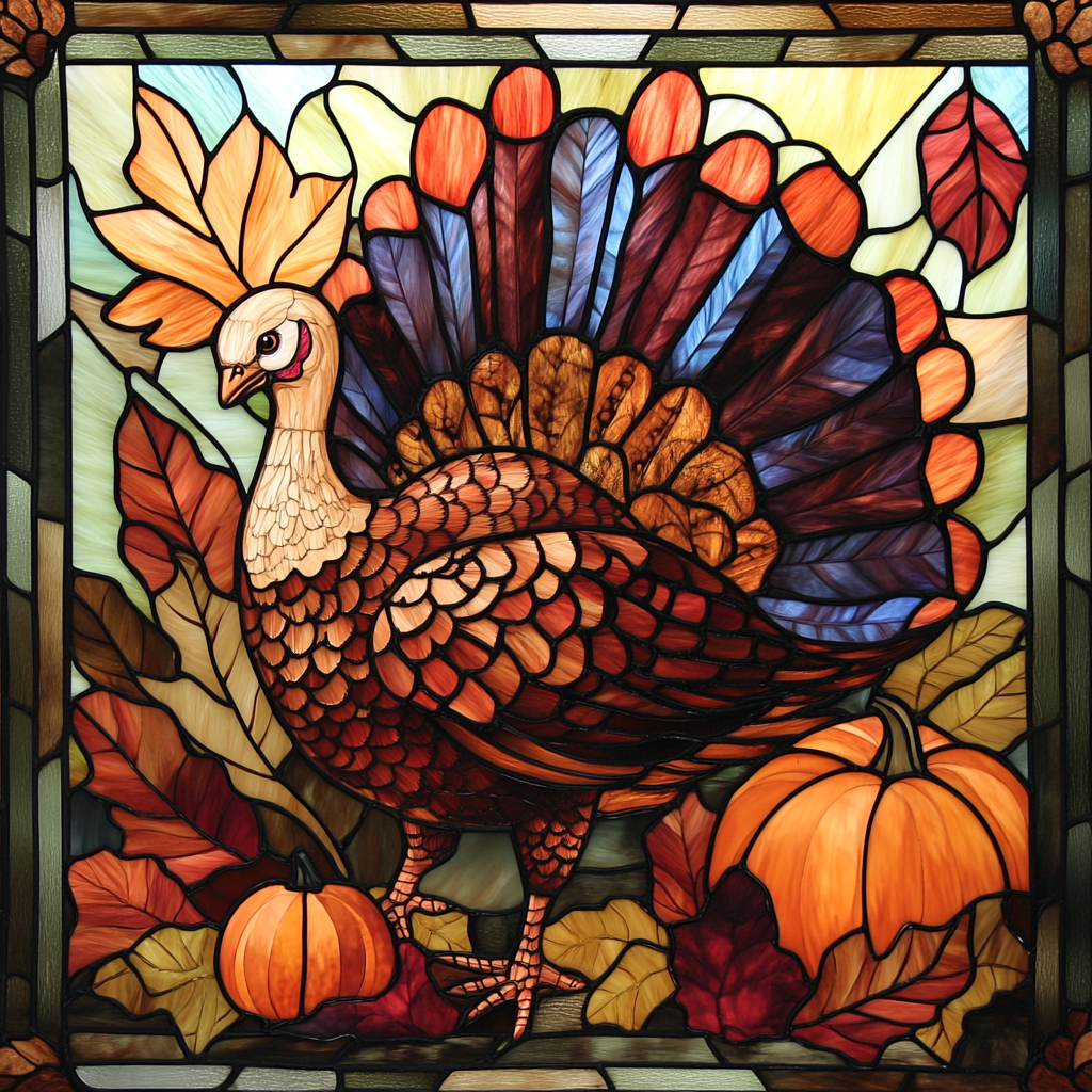 Abstract Turkey Two Pumpkins Diamond Art Kit