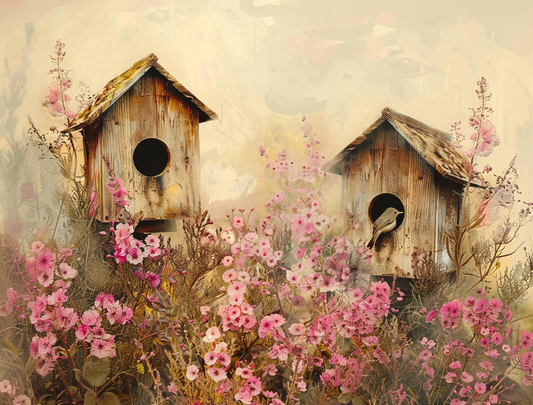 Pin Nk Flowers Two Birdhouses Diamond Art Kit