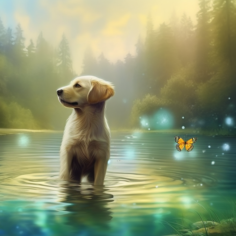 Puppy In Water Butterfly Diamond Art Kit