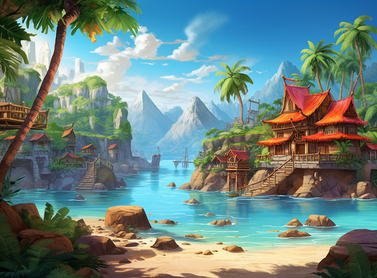 Island Mountain Village Diamond Art Kit