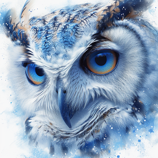 Blueeye Blue Owl Face Diamond Art Kit