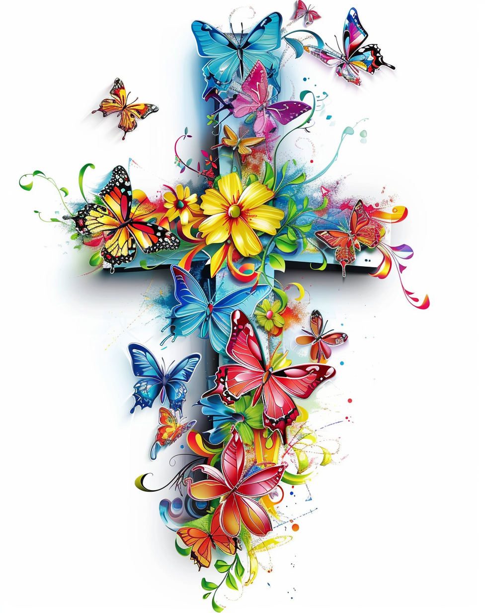 Blue Flower Cross Diamond Art Kit