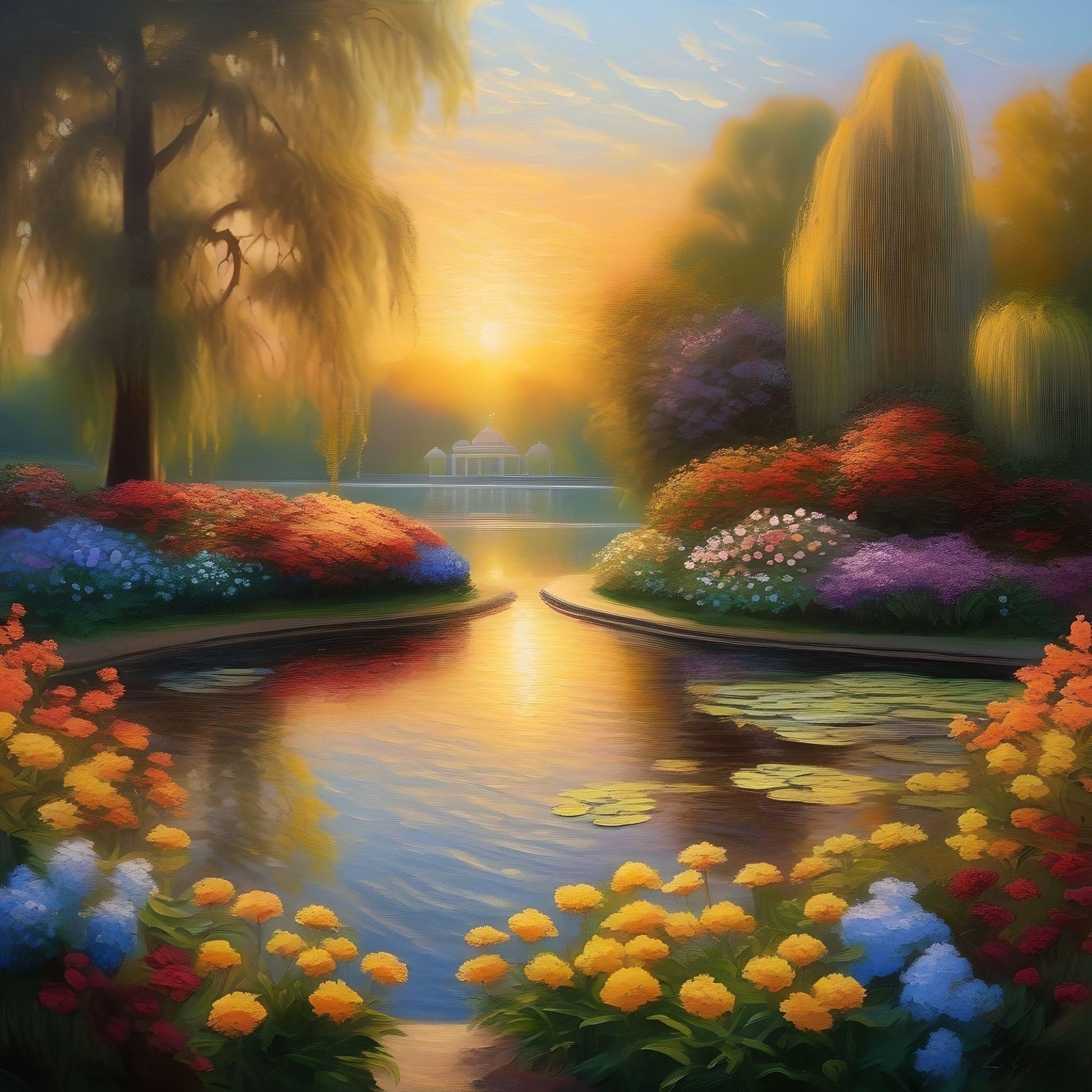 Late Afternoon Garden Pond Diamond Art Kit