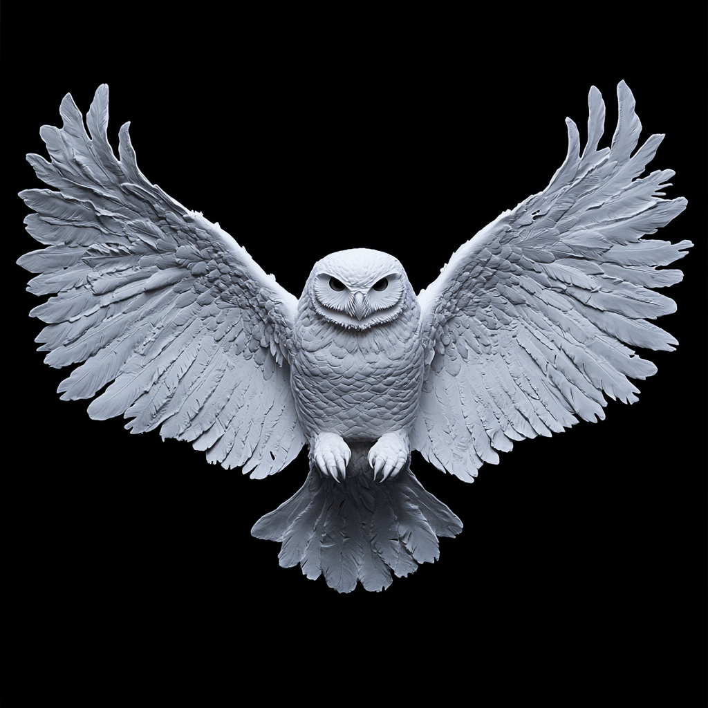White Carved Owl Diamond Art Kit