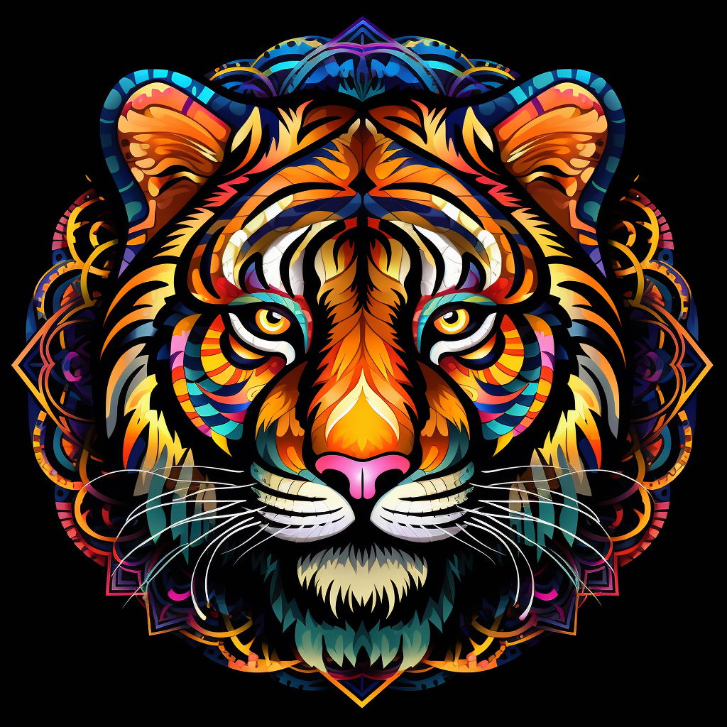 Colorful Mandala Tiger Diamond Art Kit