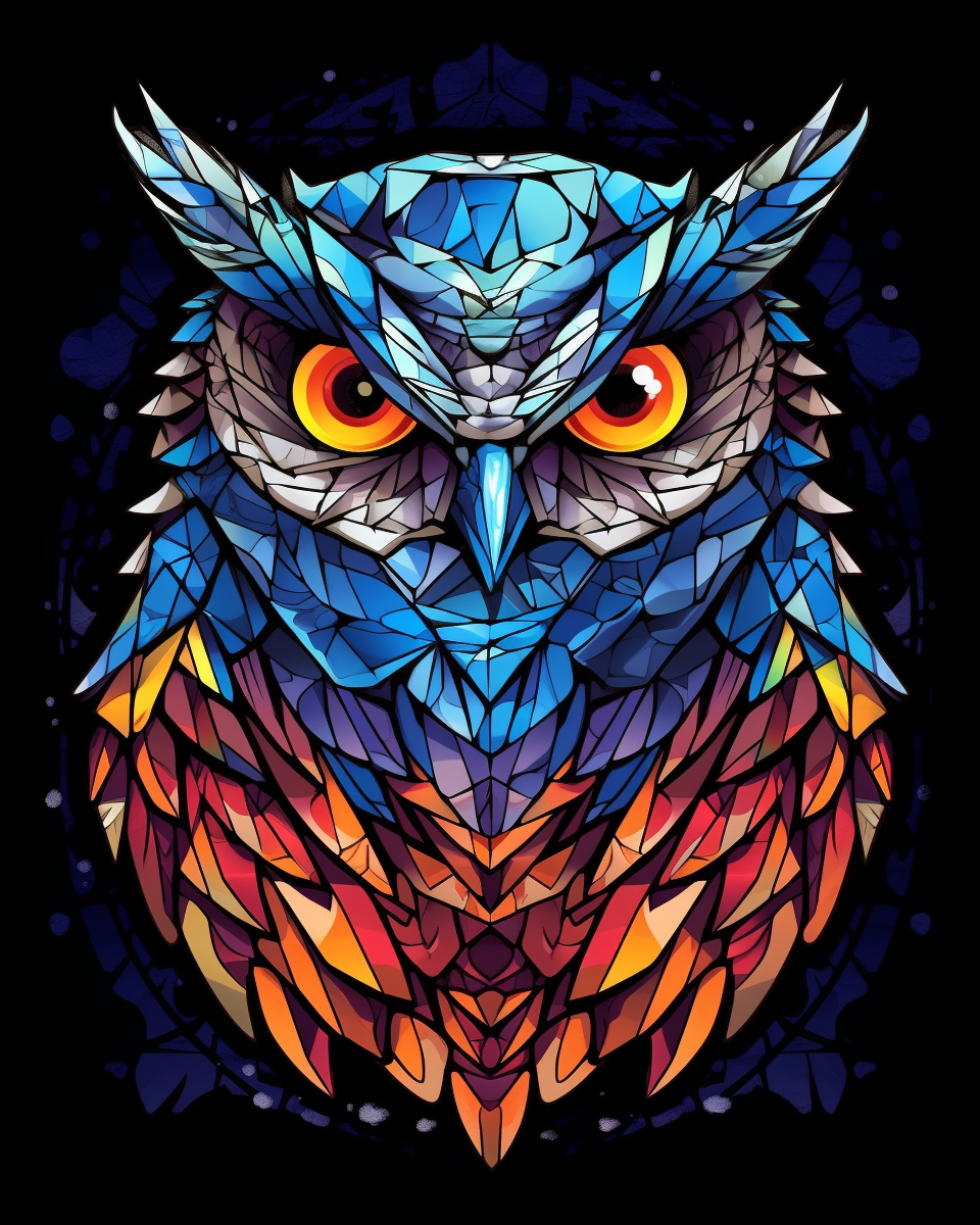 Blue Abstract Owl Diamond Art Kit