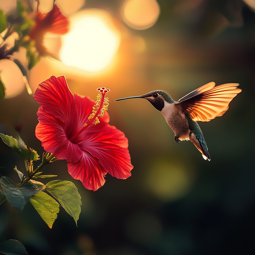 Sunset Hummingbird Hibiscus Diamond Art Kit