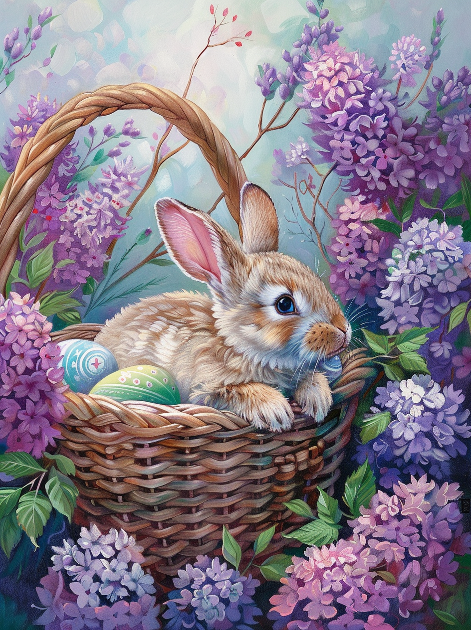 Easter Egg Basket Brown Rabbit Diamond Art Kit