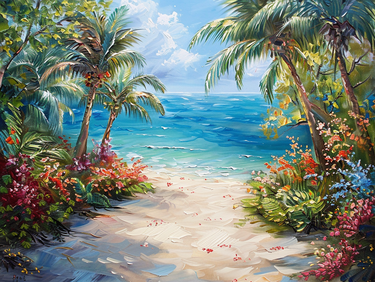 Palm Lined Beach Pathway Diamond Art Kit
