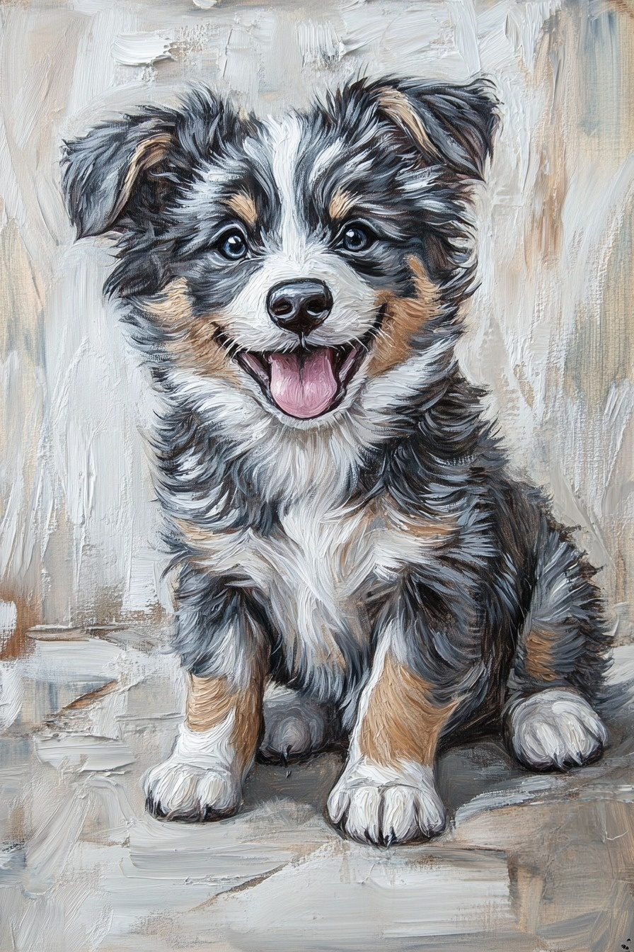 Light Background Australian Shepherd Puppy Diamond Art Kit