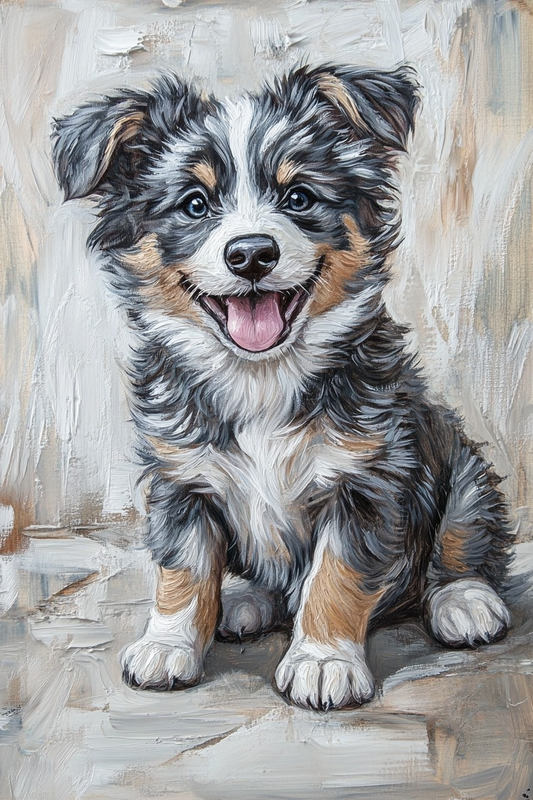 Light Background Australian Shepherd Puppy Diamond Art Kit
