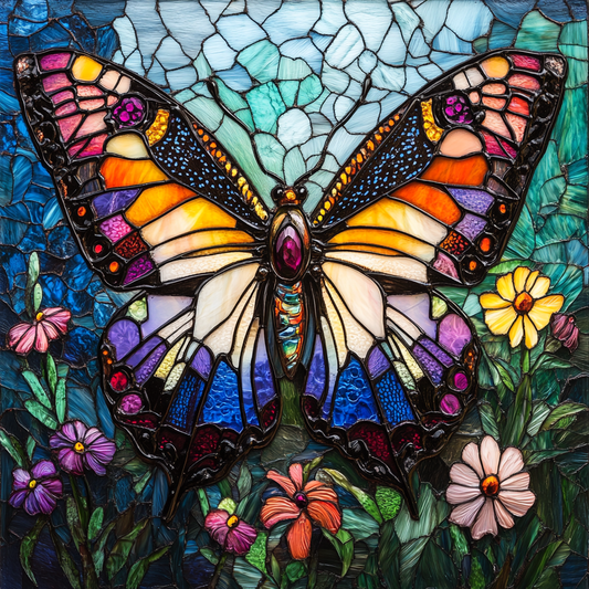 Green Abstract Background Butterfly Diamond Art Kit