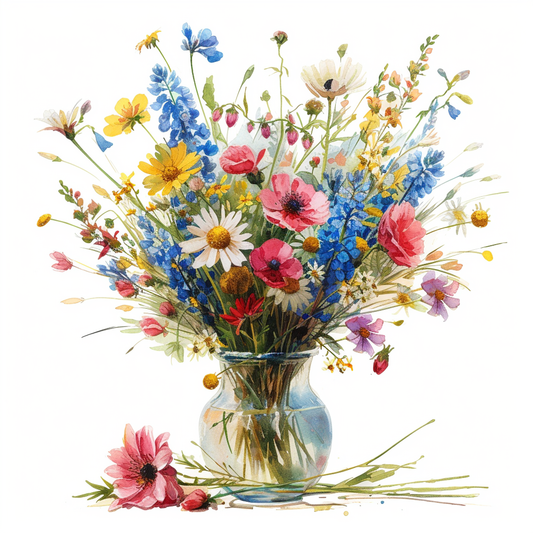 Clear Vase Wildflowers Diamond Art Kit