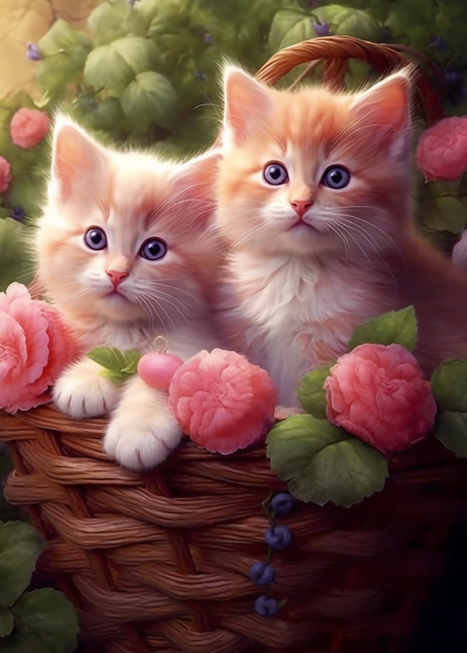 Brown Basket Kittens Diamond Art Kit