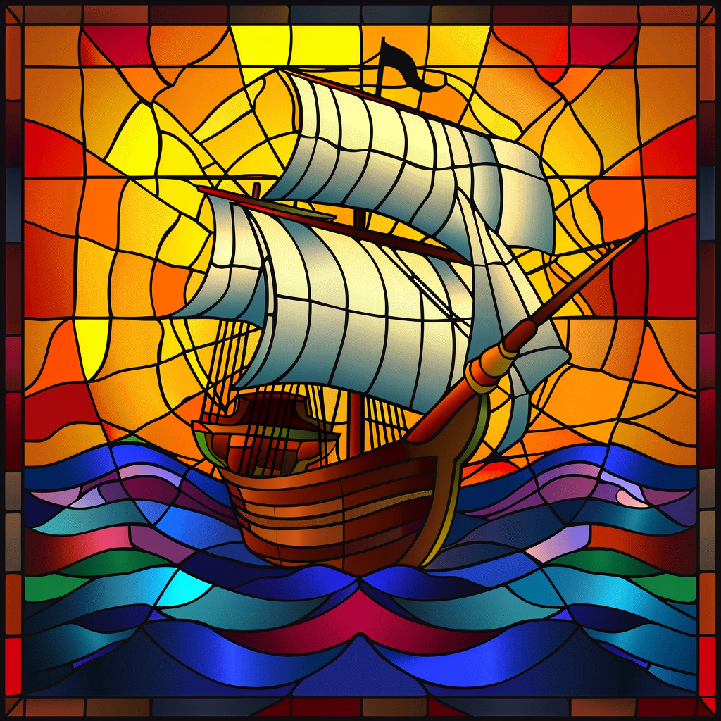 Fiery Sunset Abstract Ship Diamond Art Kit