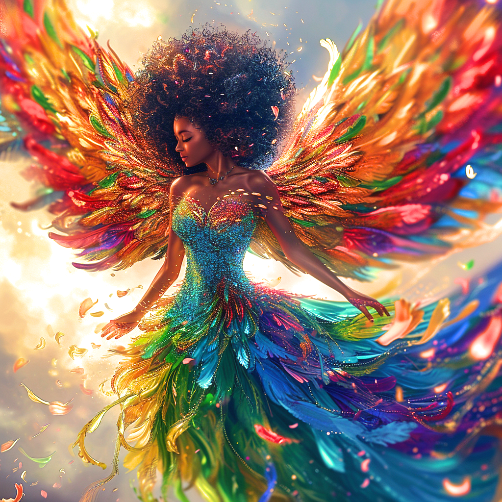 Bright Colored Wing Angel Diamond Art Kit