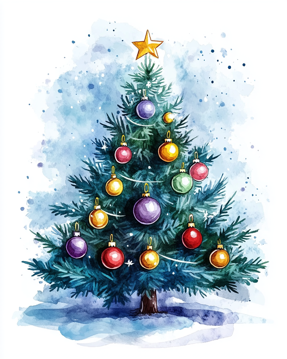 Blue Background Christmas Tree Diamond Art Kit