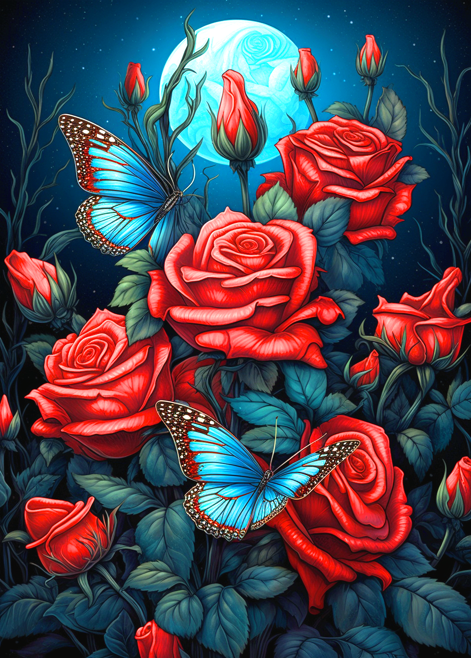 Bluemoon Butterflies Roses Diamond Art Kit