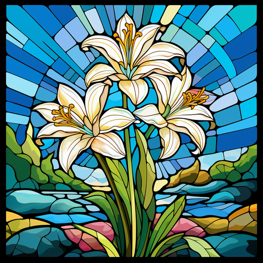 Easter Lilies Abstract Diamond Art Kit